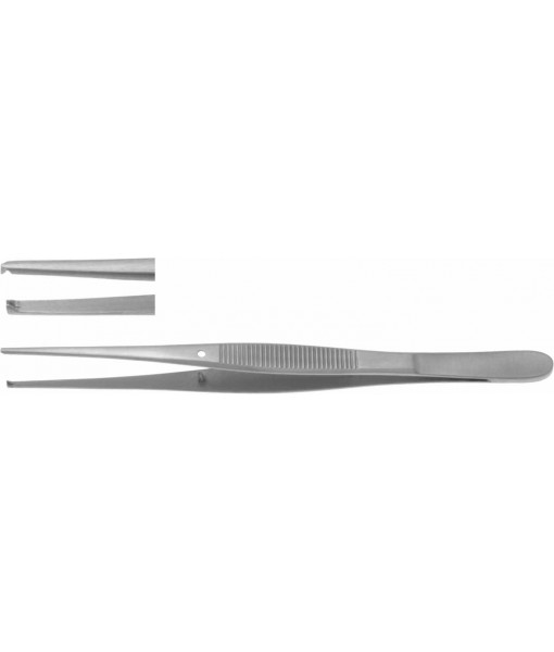 ELCON SEMKEN TISSUE FORCEPS 125MM, STRAIGHT, 1x2 TEETH, WIDTH 1,5MM, WITH GUIDE PIN