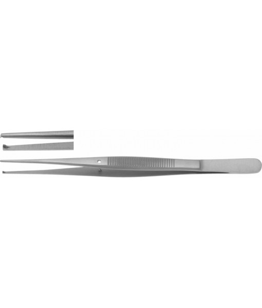 ELCON MICRO SEMKEN TISSUE FORCEPS 125MM, STRAIGHT, 1x2 TEETH, WIDTH 1,0MM, WITH GUIDE PIN