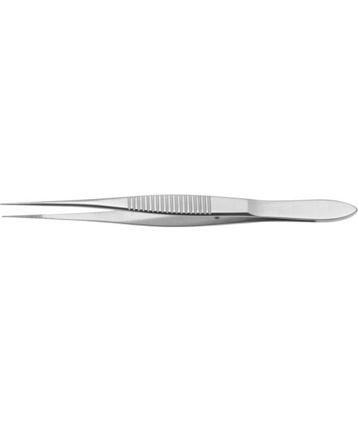 ELCON IRIS DRESSING FORCEPS 100MM STRAIGHT 0,5MM WIDTH MILLED THUMB SERRATION