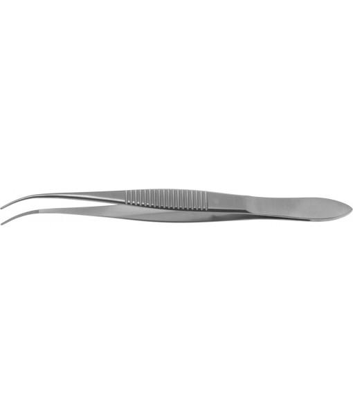 ELCON IRIS DRESSING FCPS. 100MM, SLIGHTLY CURVED 0,5MM WIDTH MILLED THUMB SERRATION
