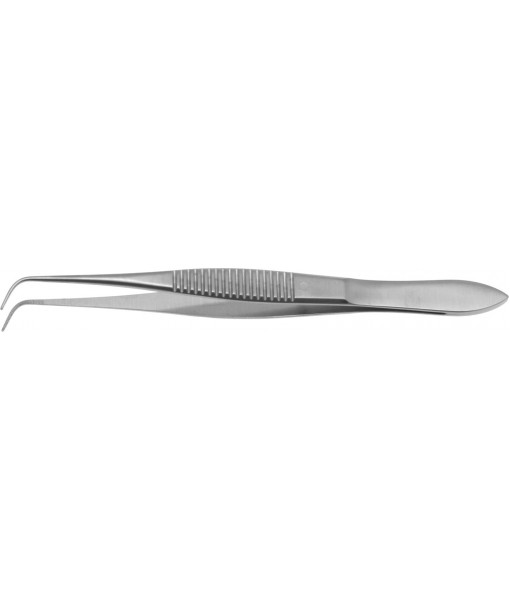ELCON IRIS DRESSING FCPS. 95MM STRONG CURVED 0,5MM WIDTH MILLED THUMB SERRATION