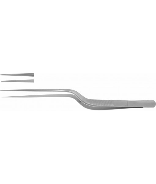 ELCON DISSECTING FORCEPS 185MM, BAYONET SHAPE, SMOOTH JAWS