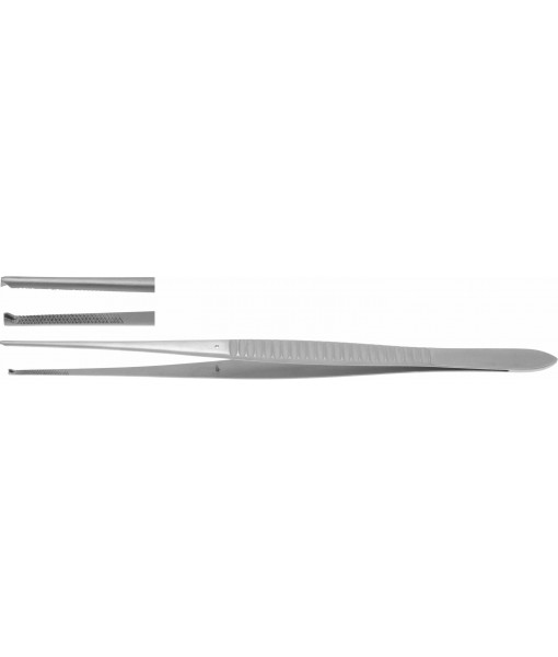 ELCON WAUGH TISSUE FORCEPS 250MM, STRAIGHT, 1x2 TEETH