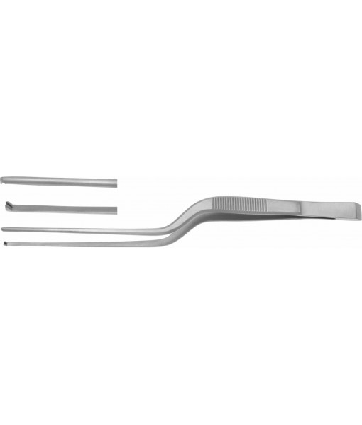 ELCON TAYLOR TISSUE FORCEPS 185MM, BAYONET-SHAPED, 1x2 TEETH, DISSECTOR END WORKING LENGTH