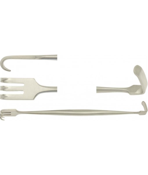 ELCON KILNER RETRACTOR 155MM DOUBLE ENDED BLADE 16X5MM, 3 PRONGS SHARP