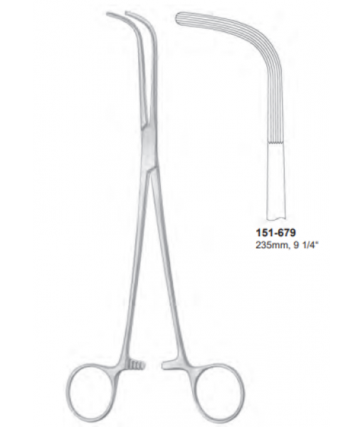 ELCON MC QUIGG MIXTER DISSECTING FORCEPS 230MM ANGLED, LONGITUDINAL SERRATED