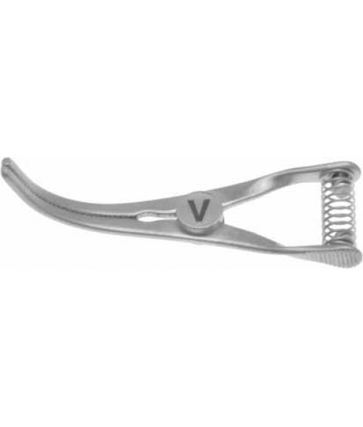 ELCON TITAN ATRAUM. BULLDOG CLAMP STRONG CURVED, TOTAL LENGTH 35MM, JAWS 14MM FOR VENES