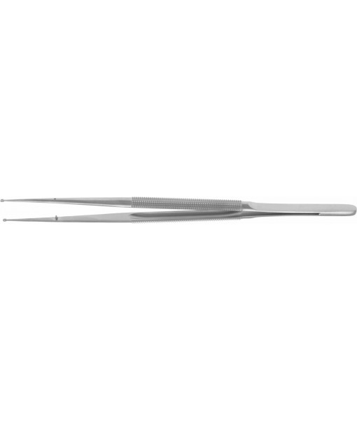 ELCON MICRO RING FORCEPS 150MM, STRAIGHT, ROUND HANDLE Ø8MM, FINE SERRATED, Ø2X1MM