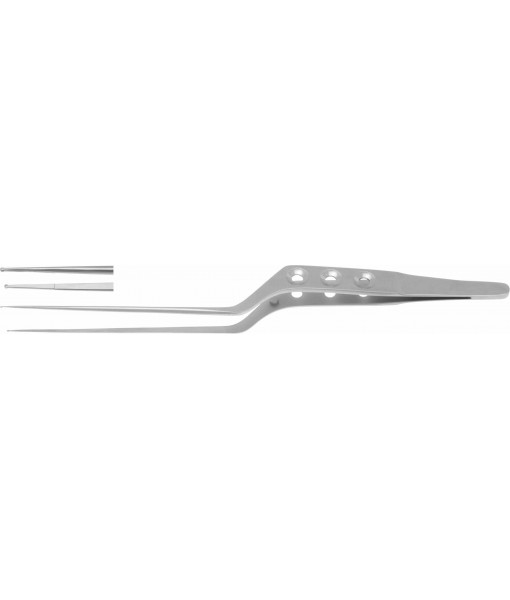 ELCON YASARGIL MICRO RING FORCEPS 225MM, STRAIGHT, SMOOTH Ø1X0,5MM, BAYONET- SHAPED, WORKING LENGTH 100MM