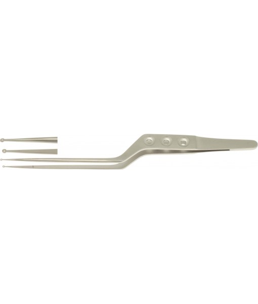 ELCON YASARGIL MICRO RING FORCEPS 225MM, STRAIGHT, SMOOTH Ø2X1MM, BAYONET- SHAPED, WORKING LENGTH 100MM