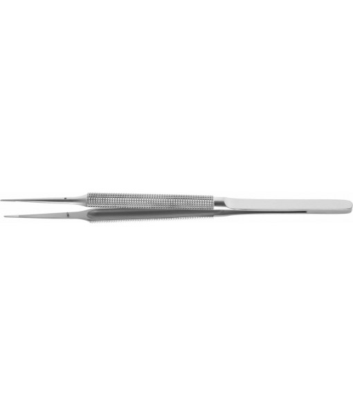 ELCON MICRO FORCEPS 150MM, STRAIGHT, ROUND HANDLE Ø8MM, WITH PLATFORM 0,7X6MM, DIAMOND COATED