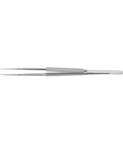 ELCON MICRO FORCEPS 180MM, STRAIGHT, ROUND HANDLE Ø8MM, WITH PLATFORM 0,7X6MM, DIAMOND COATED
