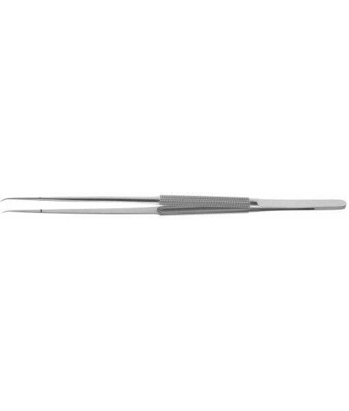 ELCON MICRO FORCEPS 230MM, CURVED, ROUND HANDLE Ø8MM, WIDTH 0,3MM, DIAMOND COATED