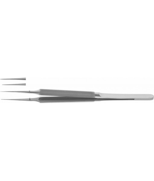 ELCON MICRO FORCEPS 150MM, STRAIGHT, ROUND HANDLE Ø8MM, SMOOTH, WIDTH 0,3MM