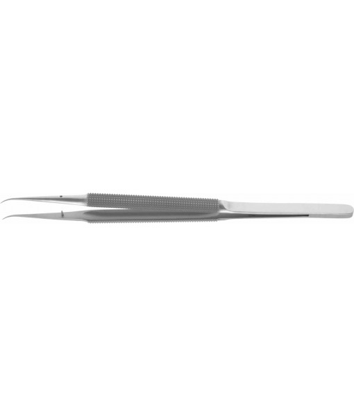 ELCON MICRO FORCEPS 150MM, CURVED, ROUND HANDLE Ø8MM, SMOOTH, WIDTH 0,3MM