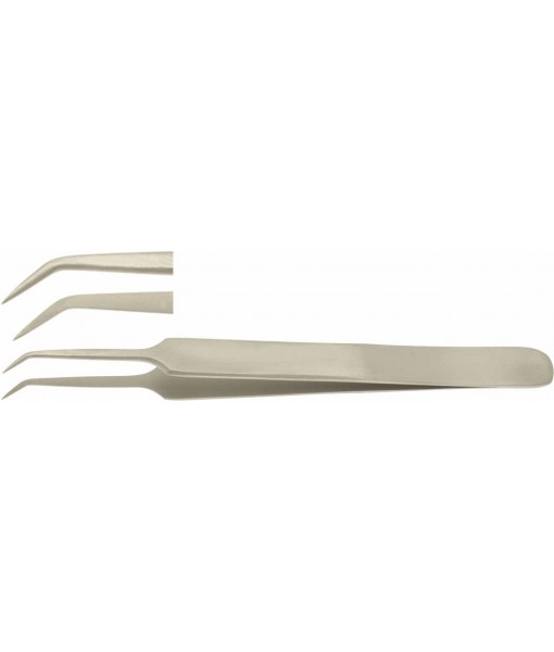 ELCON MICRO FORCEPS JEWELERS TYPE 110MM, ANGLED, WIDTH 0,2MM