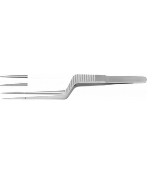 ELCON JACOBSON MICRO-FORCEPS 160MM, STRAIGHT, BLUNT, WIDTH 0,9MM, BAYONET-SHAPED, 70MM