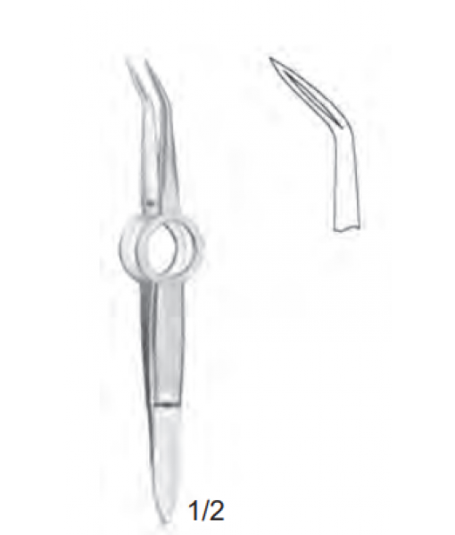 ELCON SCHAAF FOREIGN BODY FORCEPS 95MM ANGLED WITH GROOVE