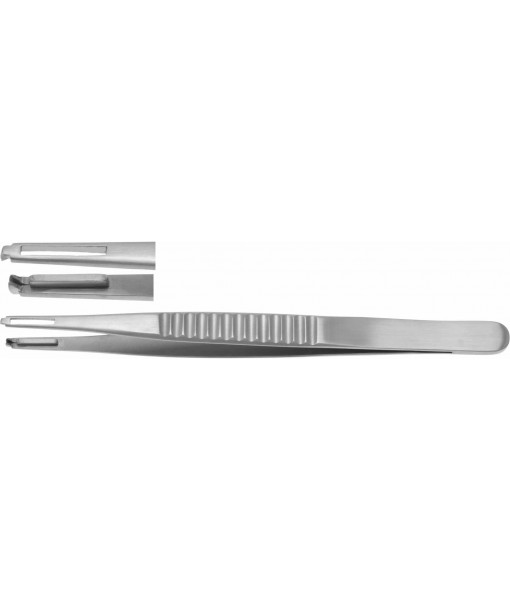 ELCON CHARNLEY TISSUE FORCEPS 180MM, STRAIGHT, 1x2 TEETH, WITH BLOCK