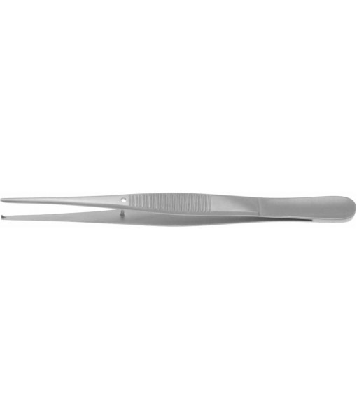 ELCON TISSUE FORCEPS 130MM, STRAIGHT, 1x2 TEETH, DELICATE, WITH GUIDE PIN