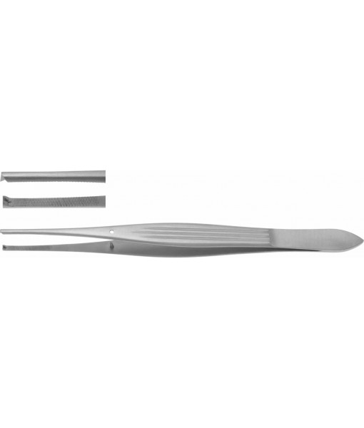 ELCON MCINDOE TISSUE FORCEPS 155MM, STRAIGHT, 1x2 TEETH, SERRATED, WITH GUIDE PIN
