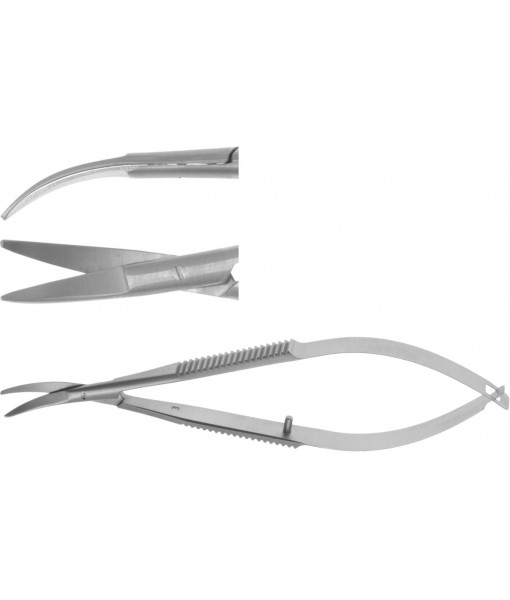 ELCON CASTROVIEJO CORNEAL SCISSORS 105MM, STRONGLY CURVED, STUMP, FLAT HANDLE, CUTTING EDGE 13MM