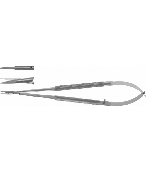 ELCON MICRO SCISSORS 180MM, STRAIGHT, POINTED, ROUND HANDLE Ø 8MM, CUTTING EDGE 10MM