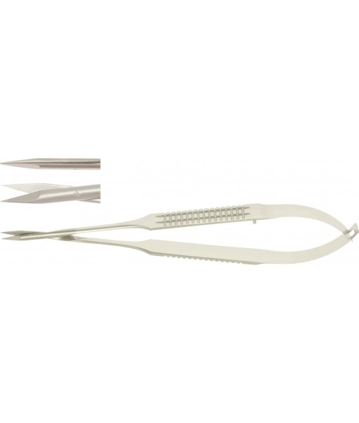 ELCON MICRO SCISSORS 180MM STRAIGHT, POINTED, FLAT HANDLE, CUTTING EDGE 10MM TURNED END St