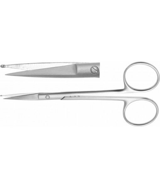 ELCON VEIN SCISSORS 120MM, STRAIGHT, ONE SHEET BUTTONED St