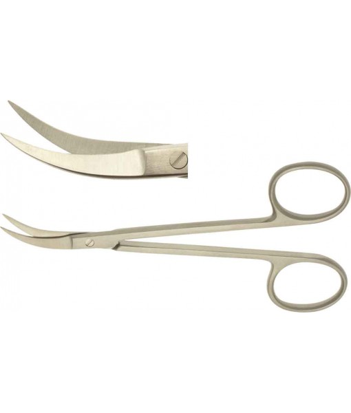 ELCON IRIS SCISSORS 115MM, CURVED SIDEWAYS, POINTED St