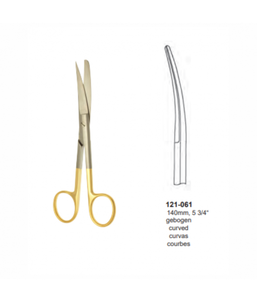 ELCON TUNGSTENCUT SURGICAL SCISSORS 145MM, CURVED, BLUNT