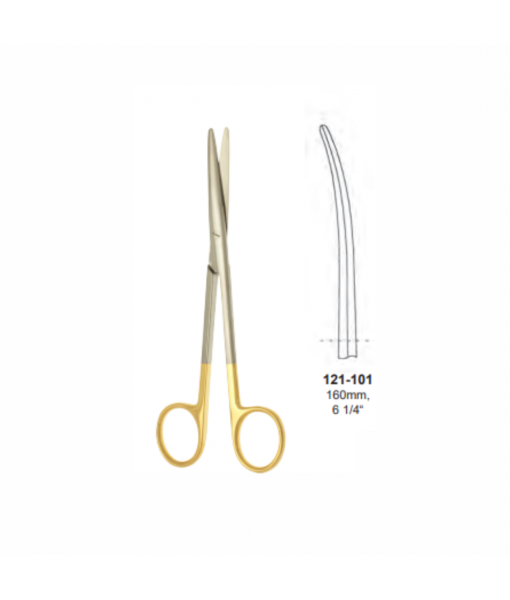 ELCON TUNGSTENCUT LEXER FINO DISSECTING SCISSORS, 160MM, CURVED, BLUNT