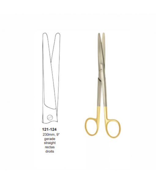 ELCON TUNGSTENCUT MAYO DISSECTING SCISSORS 140MM, STRAIGHT, BLUNT