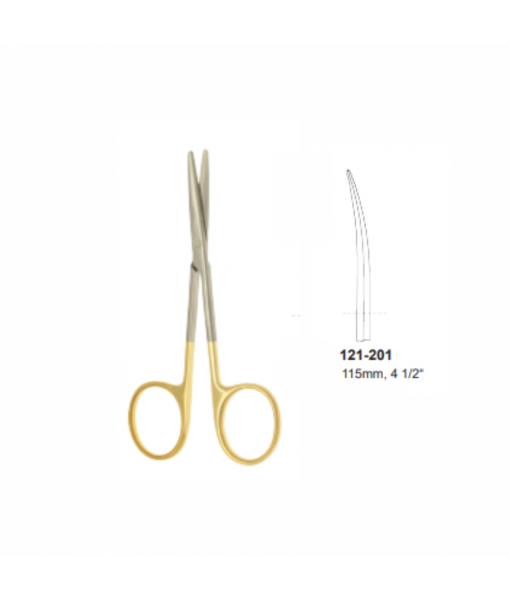 ELCON TUNGSTENCUT STRABISMUS DISSECTING SCISSORS, 115MM, CURVED, BLUNT