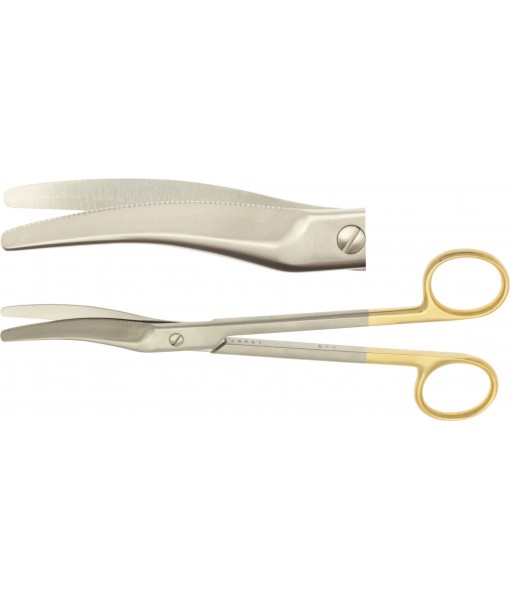 ELCON TUNGSTENCUT WALDMANN EPISIOTOMY SCISSORS 195MM, CURVED, BLUNT, ONE LEAF TOOTHED St