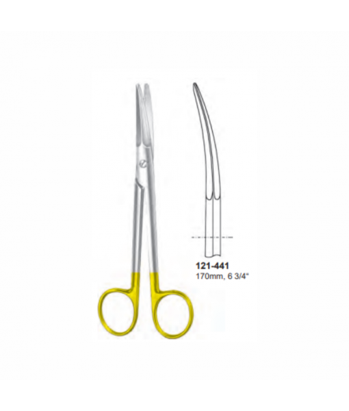 ELCON TUNGSTENCUT REES DISSECTING SCISSORS 170MM, CURVED, STUMP, ONE LEAF TOOTHED, DOUBLE LEAF St