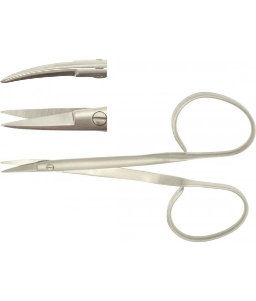 ELCON RIBBON-TYPE IRIS SCISSORS, 95MM, CURVED, POINTED ST