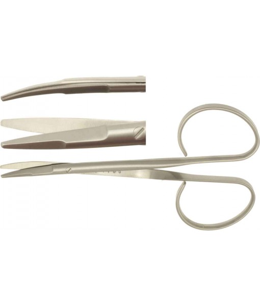 ELCON KAYE DISSECTION SHEARS 105MM, CURVED, STUMP, TOOTHED LEAVES St