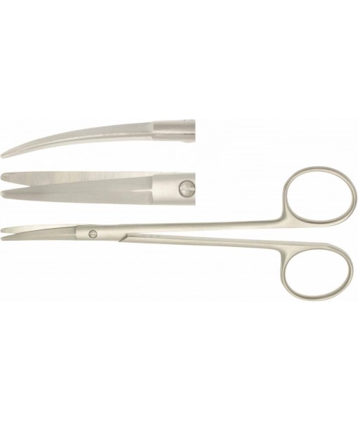ELCON FOMON DISSECTION SCISSORS 135MM, CURVED, STUMP, A TOOTHED LEAF, DOUBLE LEAF St